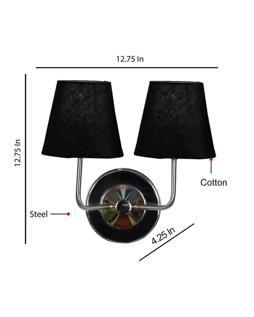 Timeless Cotton Wall Mounted Dual Lamp with Steel Base | Set of 2 | 4 x 13 inches