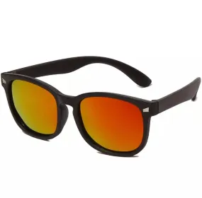 Ultra Flexible Polarised Sunglasses - Black with Orange Mirror