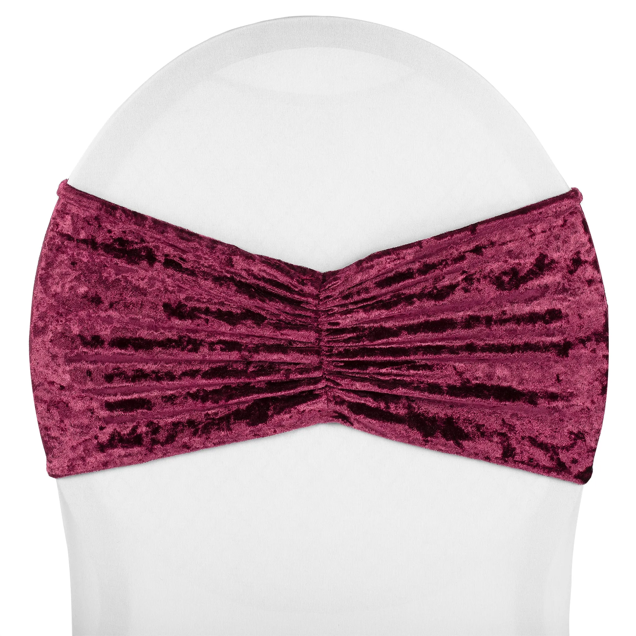 Velvet Ruffle Stretch Chair Band - Burgundy