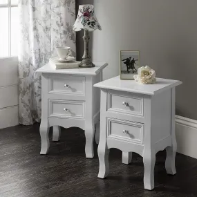 White Bedside Tables Fully Assembled - Set of 2