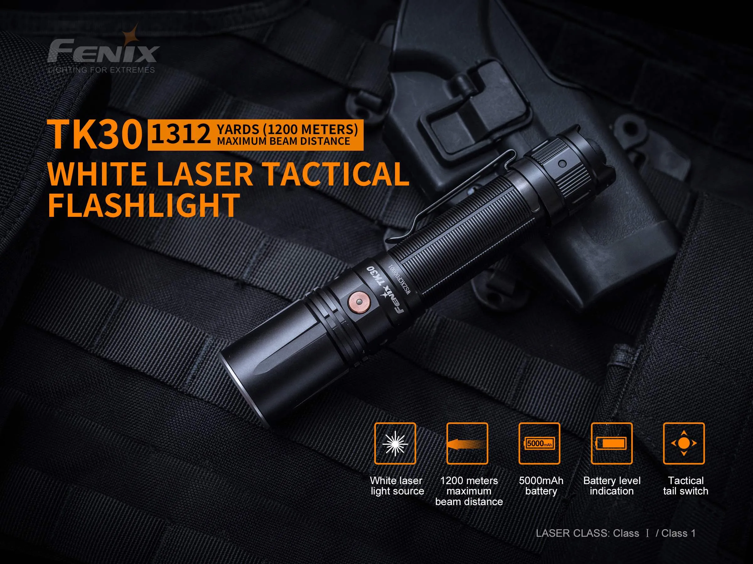 White Laser LED Flashlight - TK30