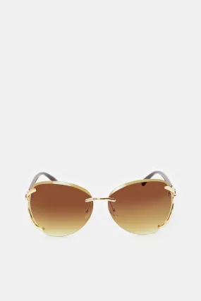 Women Brown Oversized Sunglasses